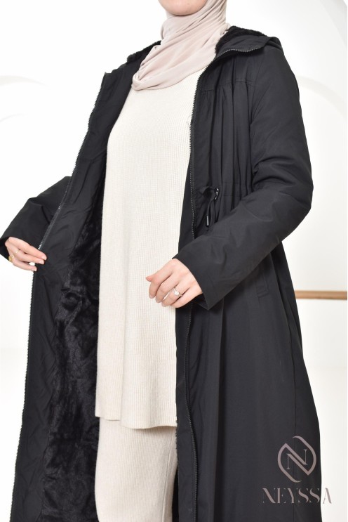 parka longue femme, fourrée à l'intérieur, idéale pour la mi-saison