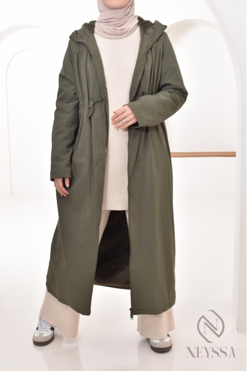 Neyssa khaki fur-lined parka