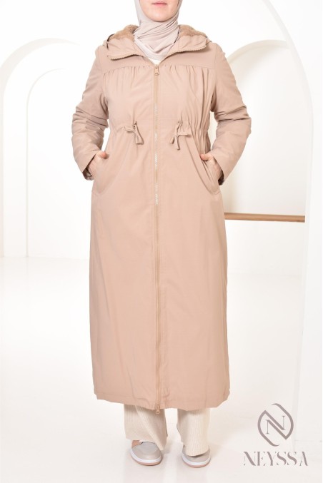 Parka doublée de fourrure latté Neyssa