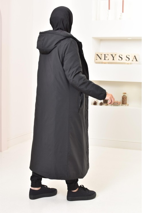 Parka femme longue noir reversible, imperméable parfaite en hiver