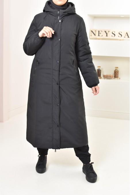 Parka femme longue noir reversible, imperméable parfaite en hiver