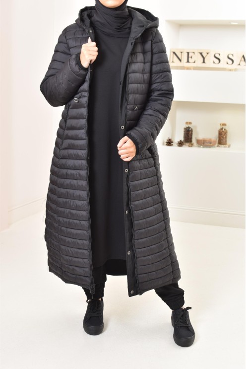 Parka femme longue noir reversible, imperméable parfaite en hiver