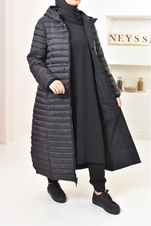 Parka femme longue noir reversible, imperméable parfaite en hiver