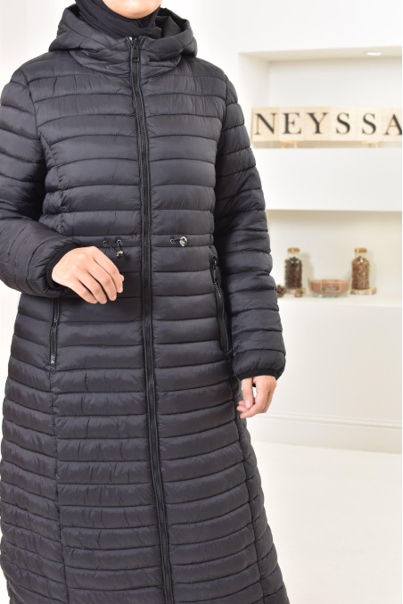 Parka femme longue noir reversible, imperméable parfaite en hiver