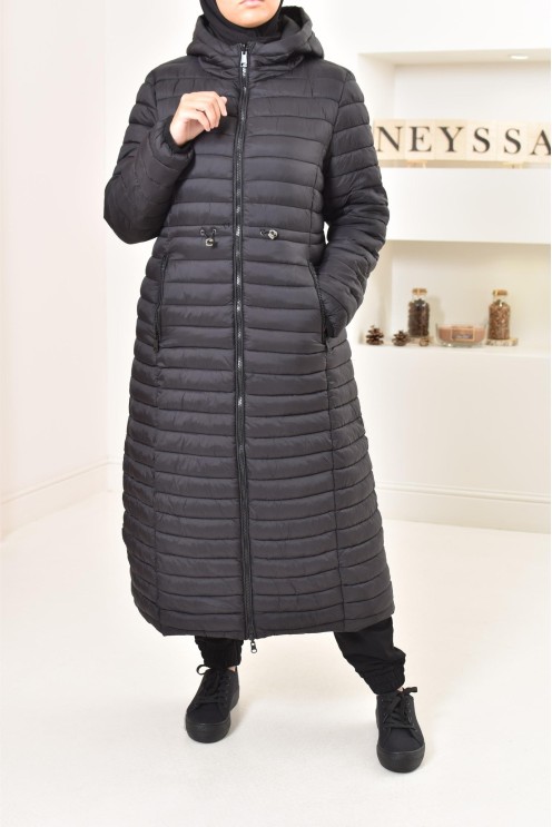 Parka femme longue noir reversible, imperméable parfaite en hiver