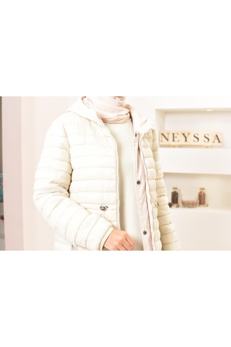 Parka femme longue beige reversible Neyssa, imperméable pour l'hiver