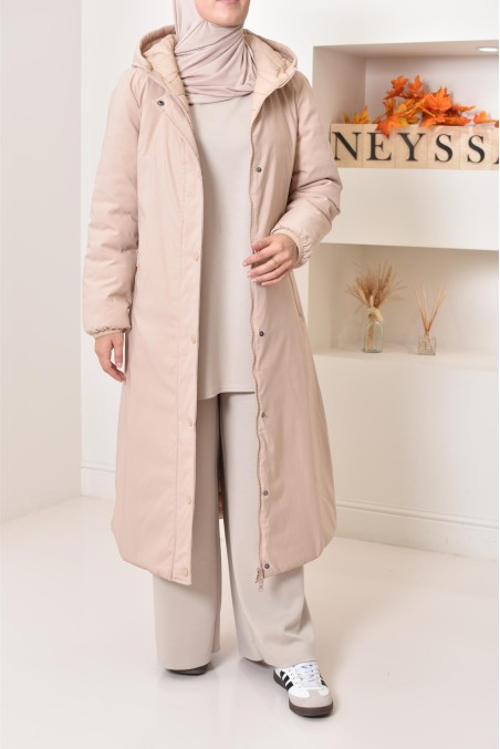 Longue parka pour femme réversible doudoune, idéale pour le froid