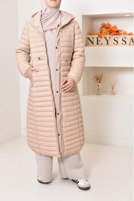 Longue parka pour femme réversible doudoune, idéale pour le froid