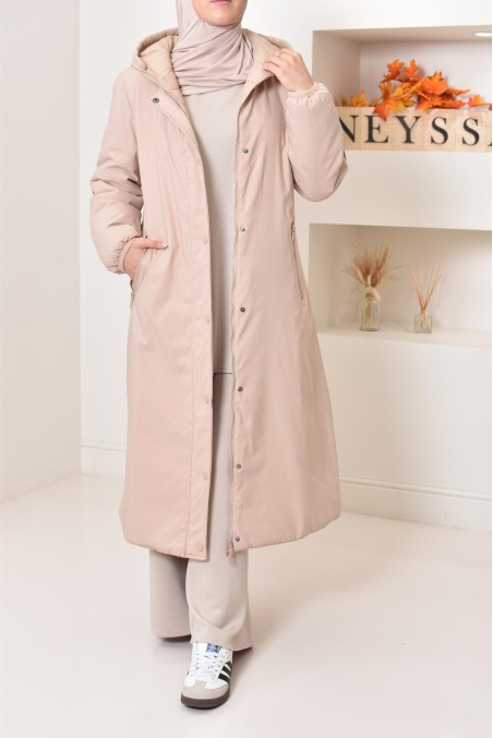 Longue parka pour femme réversible doudoune, idéale pour le froid