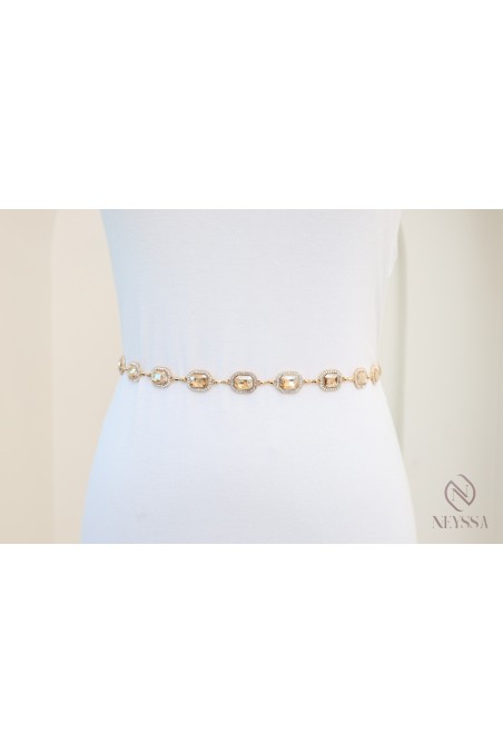 Ceinture maillages doré ou argenté pour femme voilée, tenue de soirée