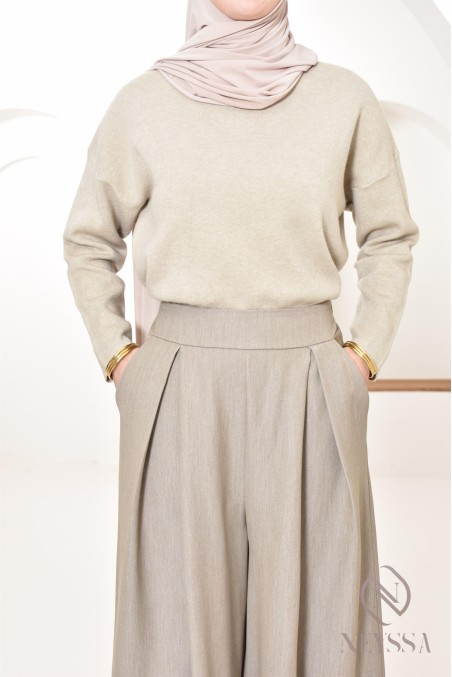 palazzo large à pinces tailleur, mode modeste et tendance pour hijabi