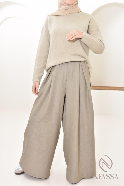 wide palazzo with tailored darts, modest hijabi fashion