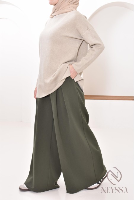 wide palazzo with tailored darts, modest hijabi fashion