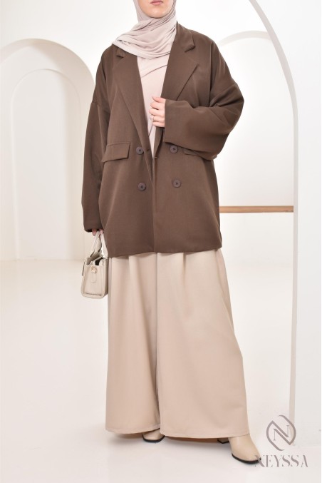 palazzo large à pinces tailleur, mode modeste et tendance pour hijabi