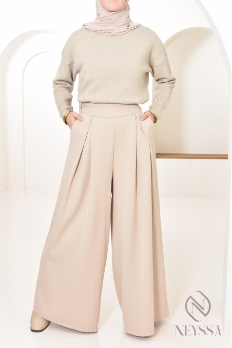 weite Palazzo mit Abnähern Schneider, bescheidene Hijabi-Mode.