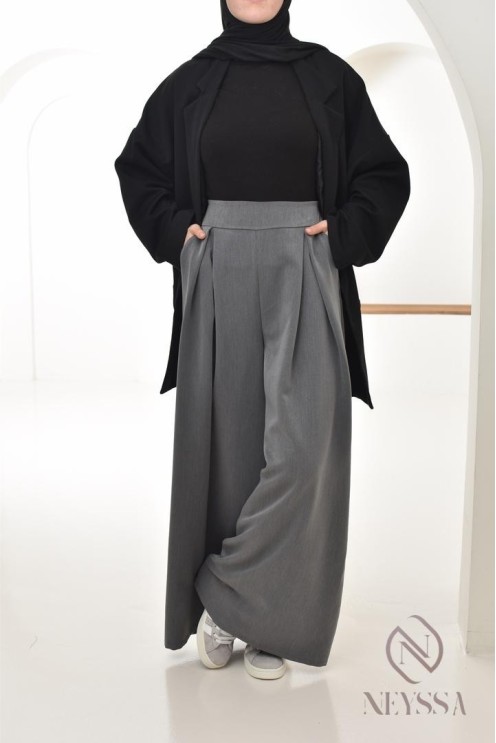 palazzo large à pinces tailleur, mode modeste et tendance pour hijabi