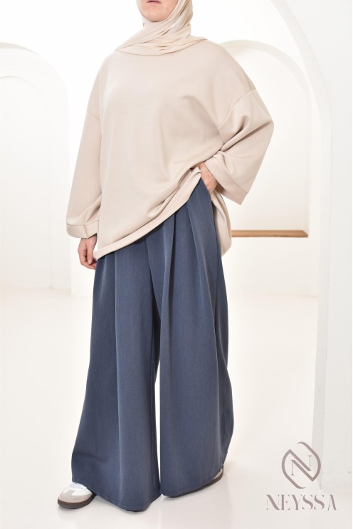 wide palazzo with tailored darts, modest hijabi fashion