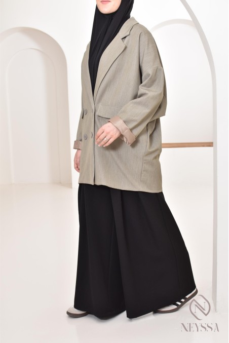 wide palazzo with tailored darts, modest hijabi fashion