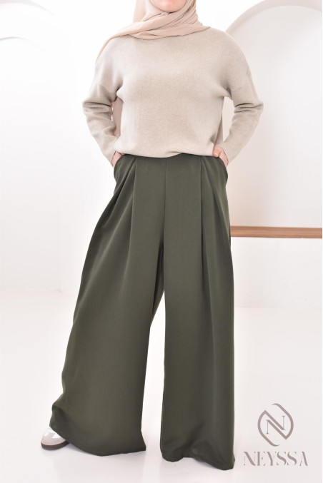 wide palazzo with tailored darts, modest hijabi fashion