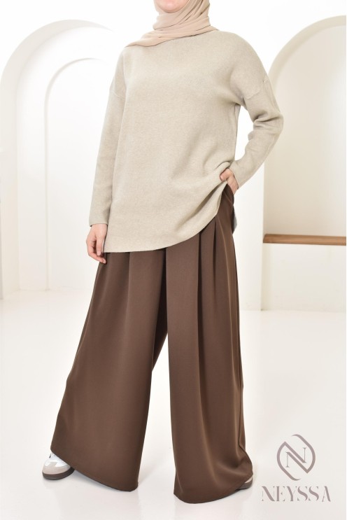 wide palazzo with tailored darts, modest hijabi fashion