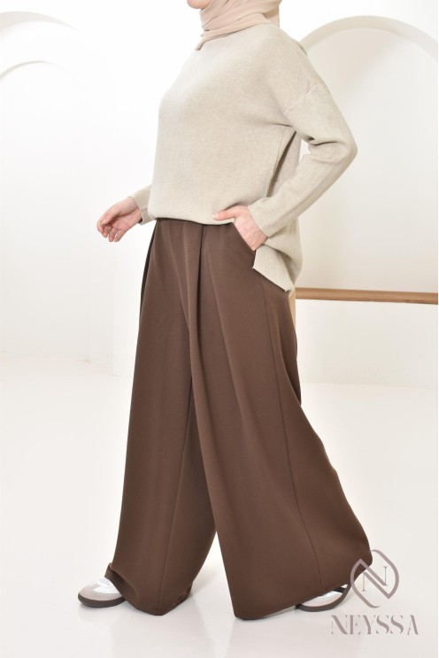 palazzo large à pinces tailleur, mode modeste et tendance pour hijabi