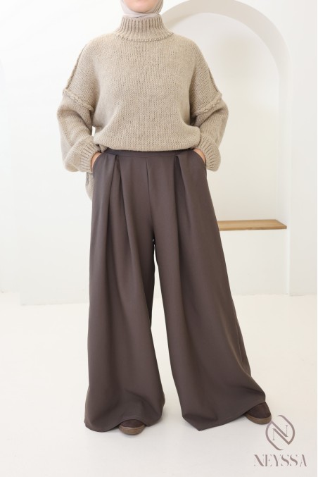 palazzo large à pinces tailleur, mode modeste et tendance pour hijabi