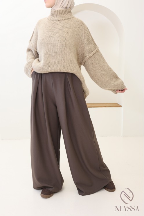 palazzo large à pinces tailleur, mode modeste et tendance pour hijabi