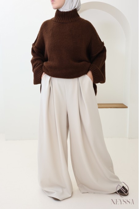 weite Palazzo mit Abnähern Schneider, bescheidene Hijabi-Mode.