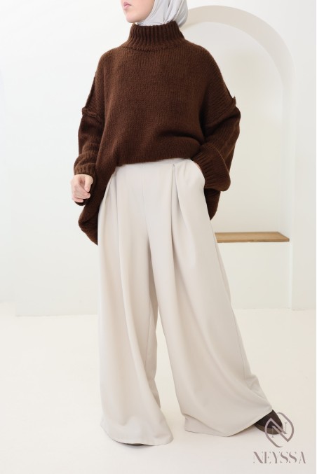 palazzo large à pinces tailleur, mode modeste et tendance pour hijabi