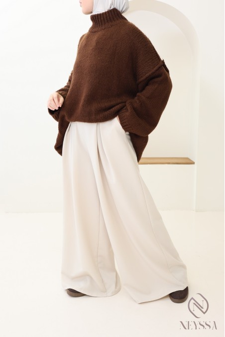 wide palazzo with tailored darts, modest hijabi fashion