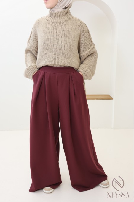 wide palazzo with tailored darts, modest hijabi fashion