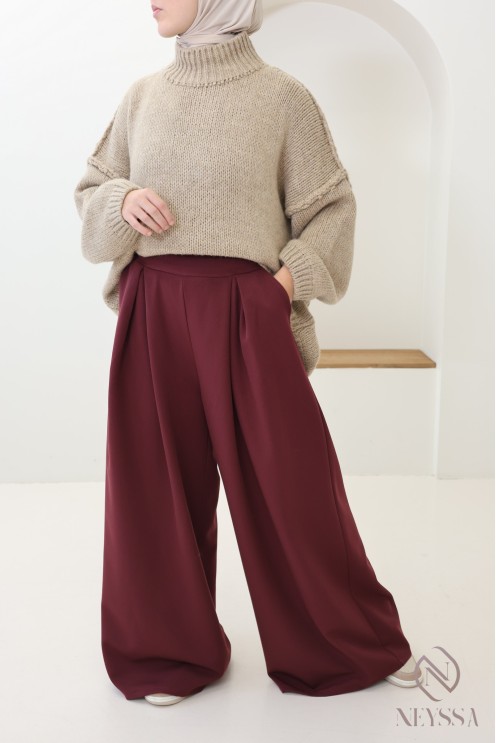 palazzo large à pinces tailleur, mode modeste et tendance pour hijabi