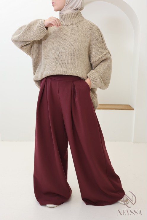 palazzo large à pinces tailleur, mode modeste et tendance pour hijabi