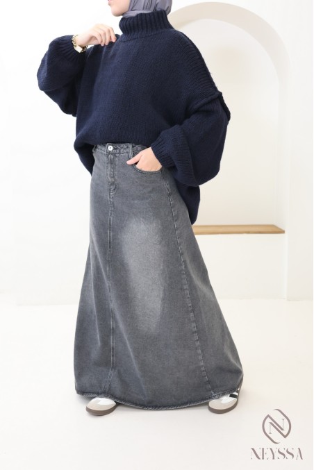 Pull oversize femme modeste en maille, idéal pour tenues hivernales