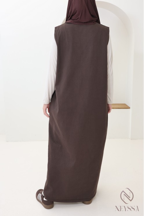 Trendiges, ärmelloses Maxikleid aus Jeansstoff, 100 % Baumwolle