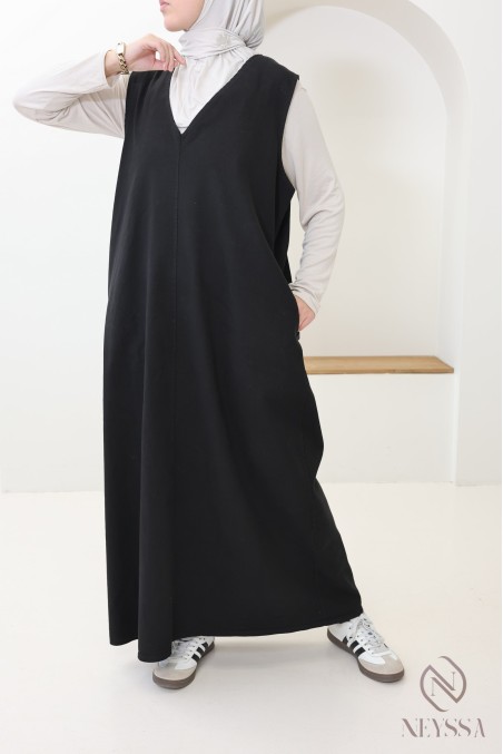 Robe longue en jean sans manches tendance, 100% coton