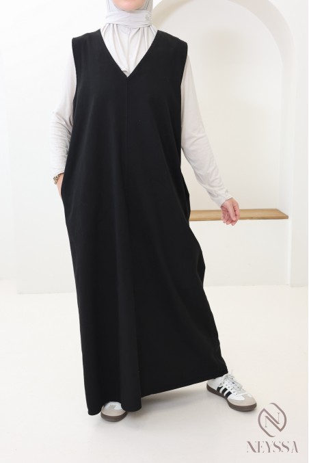 Trendy sleeveless long denim dress, 100% cotton