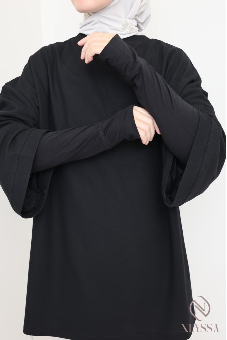 Long modal cotton fingerless cuffs for hijabi women