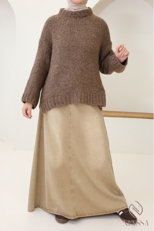 Pull en maille oversize tissu laine, bien chaud pour l'hiver