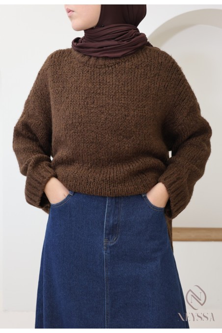 Pull en maille oversize tissu laine, bien chaud pour l'hiver