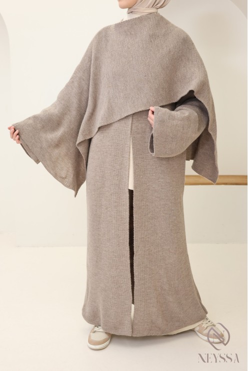 Gilet en maille avec cape intégrée, tenue modeste élégante