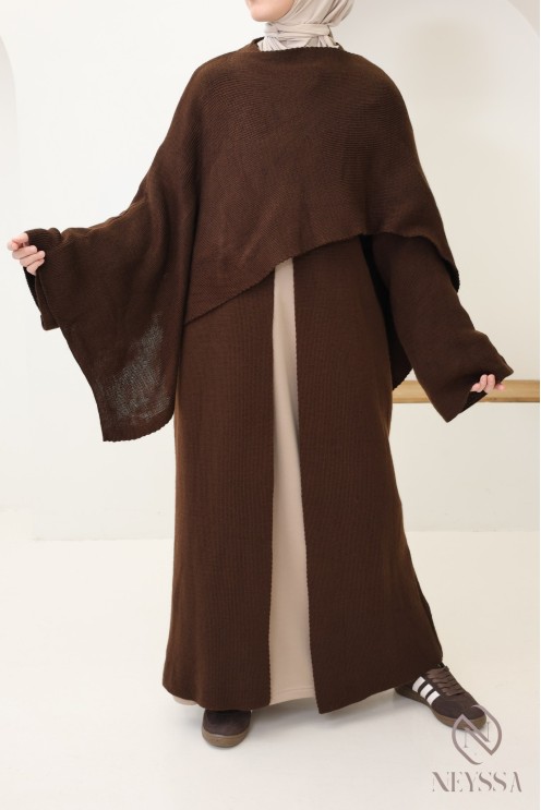 Gilet en maille avec cape intégrée, tenue modeste élégante