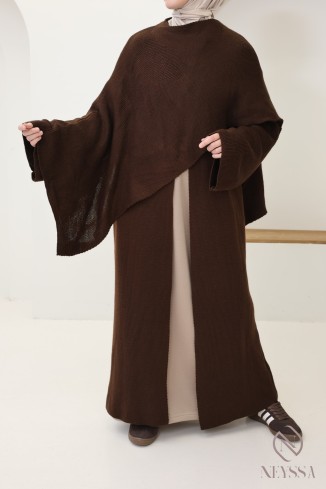 Gilet en maille avec cape intégrée, tenue modeste élégante