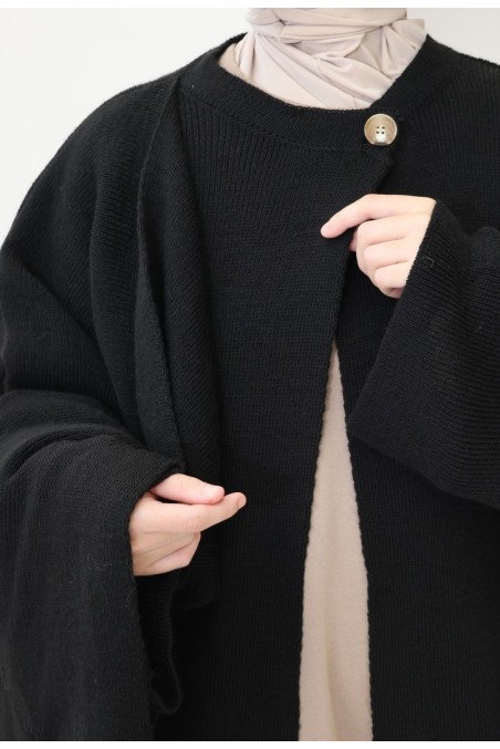 Strickjacke mit integriertem Cape, schlichtes, elegantes Outfit