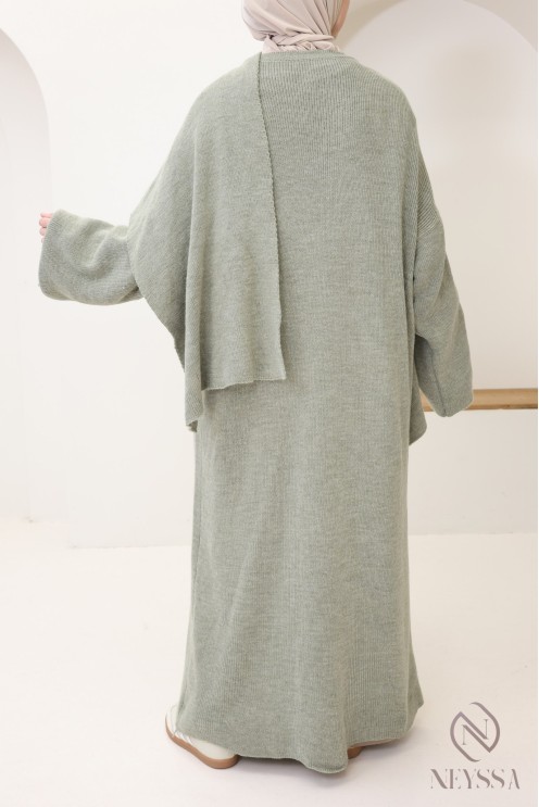 Gilet en maille avec cape intégrée, tenue modeste élégante