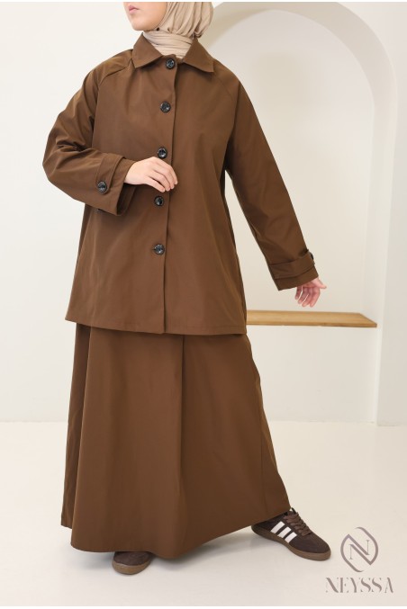 2-teiliges Set aus Jacke und langem Rock für modebewusste HijabiFrauen