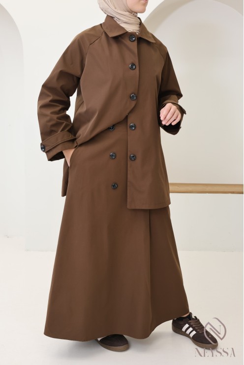 Ensemble 2 pièces veste + jupe longue pour femme hijabi tendance