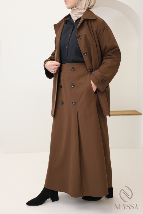 Ensemble 2 pièces veste + jupe longue pour femme hijabi tendance