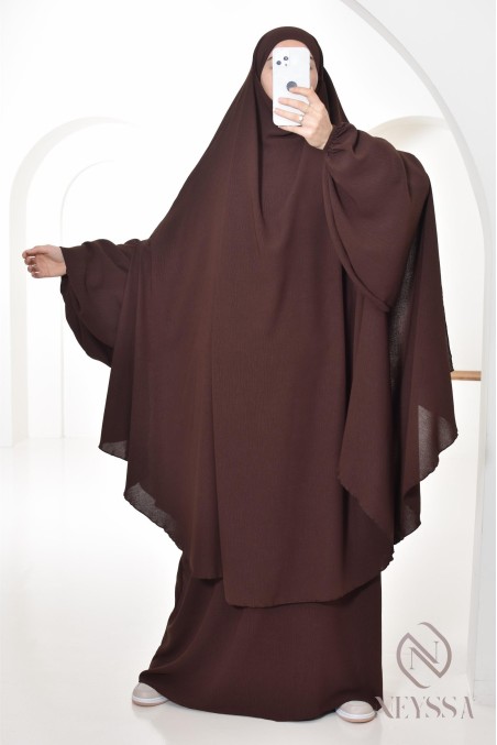 Geschenkbox mit brauner Abaya und Khimar aus Jazz, Box für die Omra