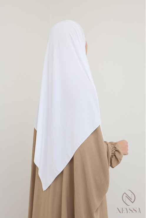 Khimar court à enfiler mousseline, bandeau intégré, tissu fluide